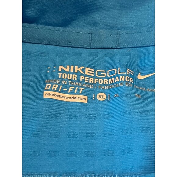 Nike Golf Blue Dri-Fit Polo Shirt XL Tour Performance Polyester Mens Short Sleev - Picture 2 of 8